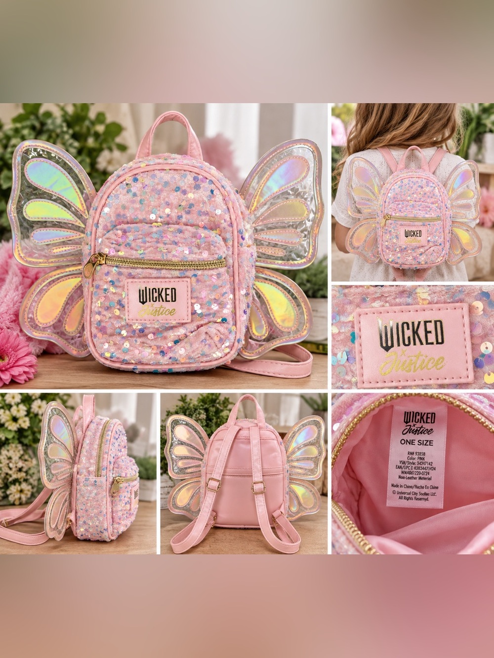 💗 WICKED x Justice Pink Sequin Butterfly Mini Backpack 🦋✨